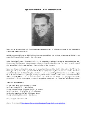 A preview of a PDF biography for Carlick, David Brynmor